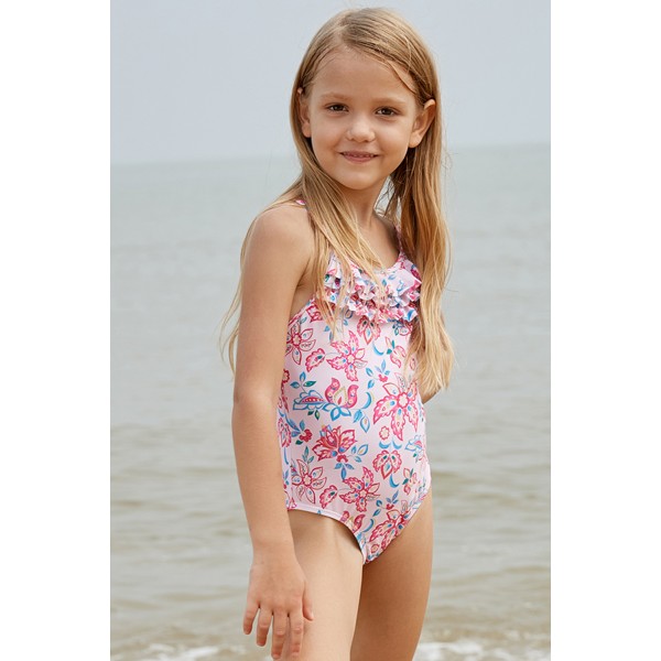 Blue Pink Multi-layer Ruffles Toddler Girls Maillot