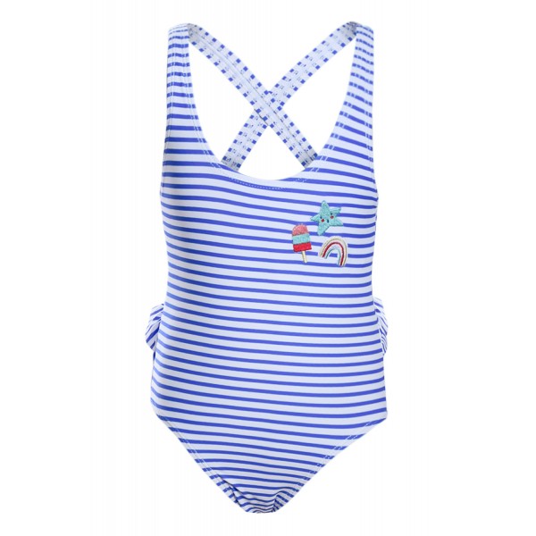 Blue Nautical Stripes Toddler Girls Maillot Swimwear