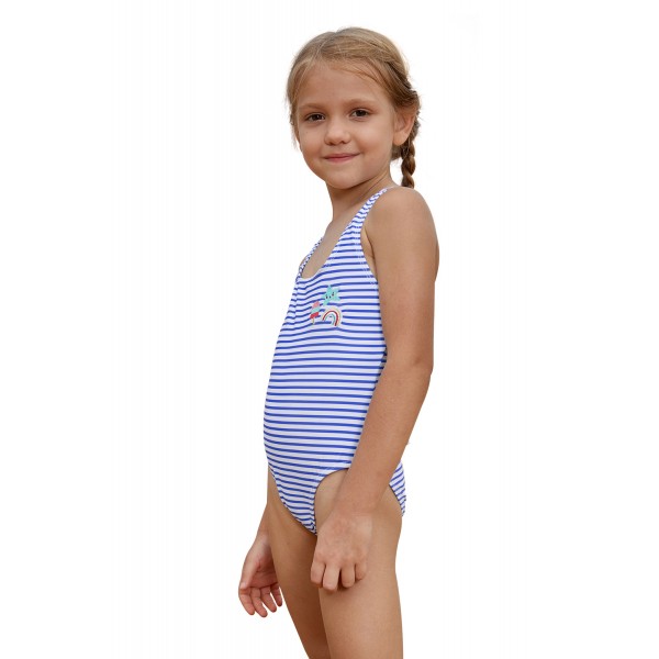 Blue Nautical Stripes Toddler Girls Maillot Swimwear