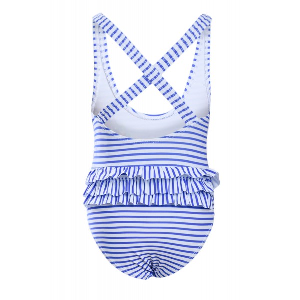 Blue Nautical Stripes Toddler Girls Maillot Swimwear