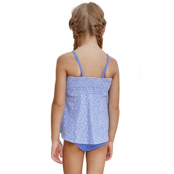 Blue Printed Kid Girls Tankini Swimwear