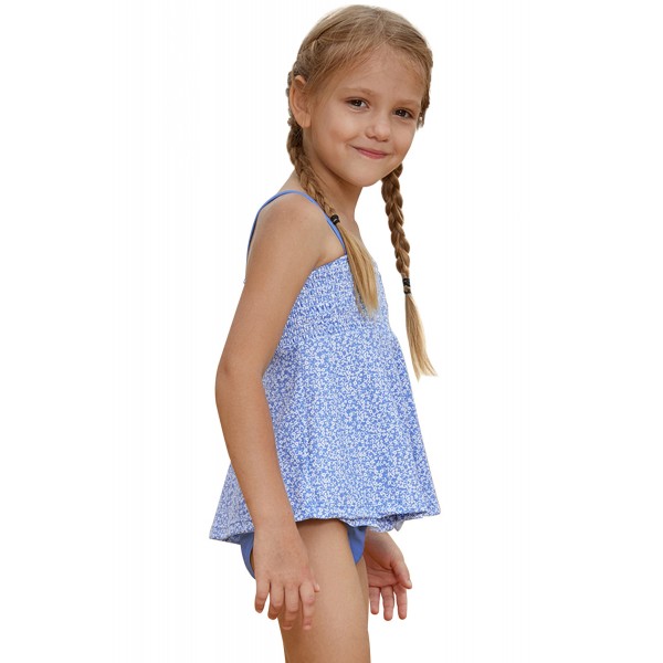Blue Printed Kid Girls Tankini Swimwear