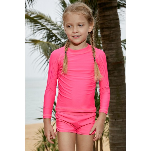 Rosy Long Sleeve Rash Guard for Little Girls