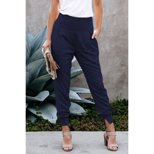 Blue Pocketed Casual Joggers