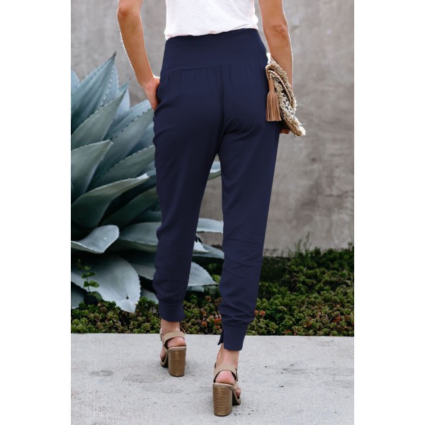 Blue Pocketed Casual Joggers