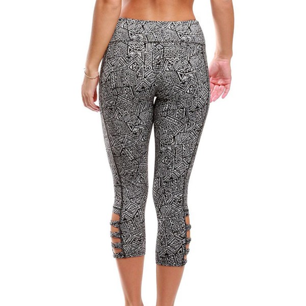Monochrome Print Crisscross Detail Leggings