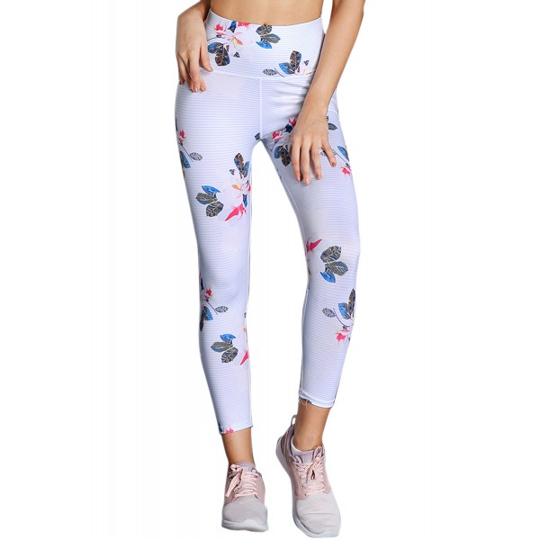 Discrete Print High Waist Sport Leggings in White