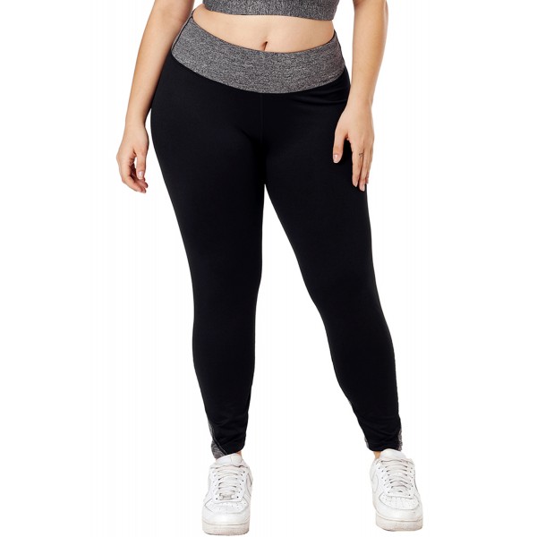 Black Heathered Splice Plus Size Yoga Pants