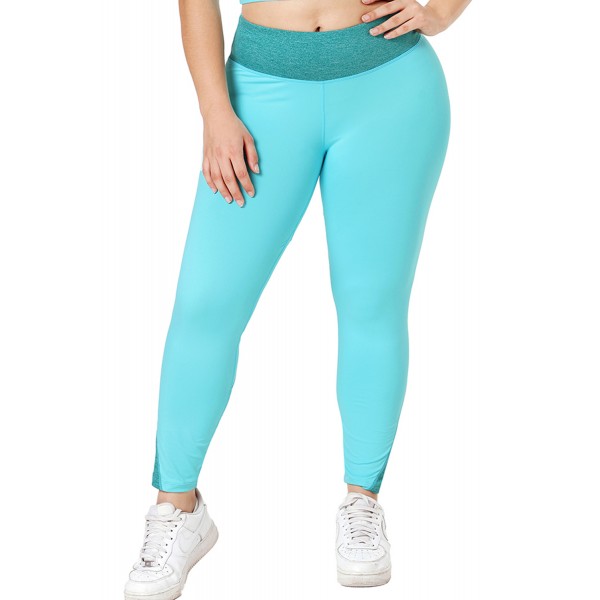 Sapphire Heathered Splice Plus Size Yoga Pants