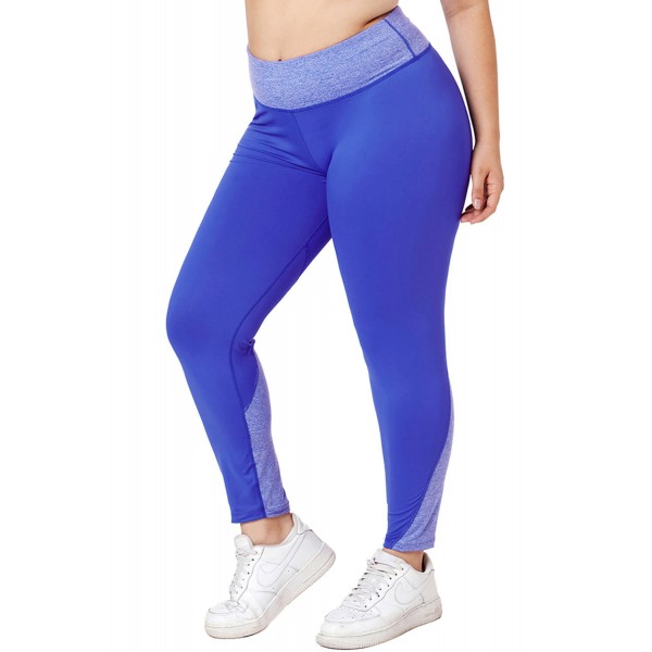 Royal Blue Heathered Splice Plus Size Yoga Pants