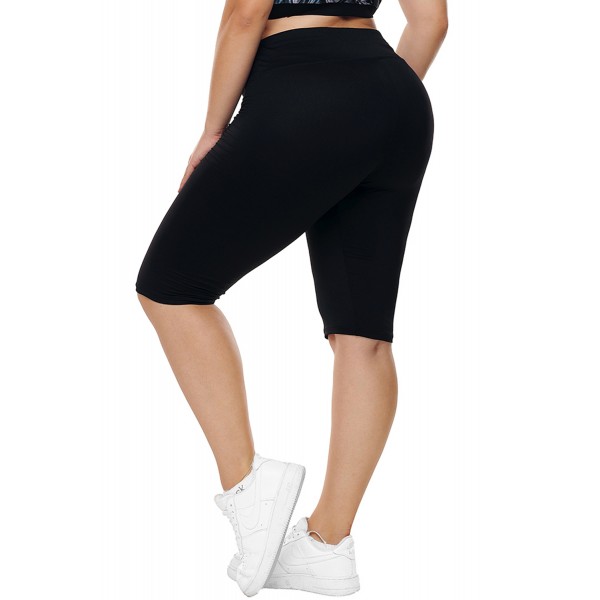 Black Knee Length Plus Size Sports Pants