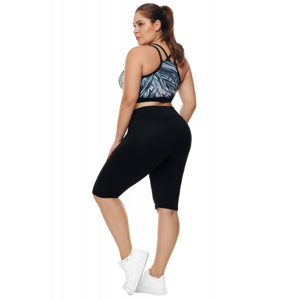 Black Knee Length Plus Size Sports Pants