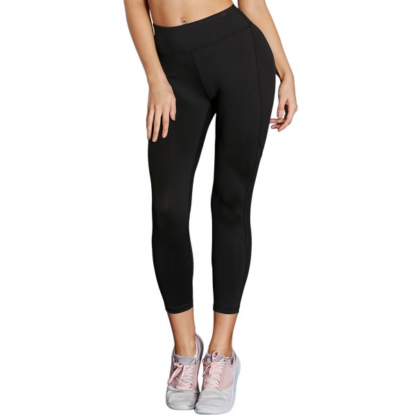 Black High-Rise Mesh Patchwork Gym Sport Yoga Leggings