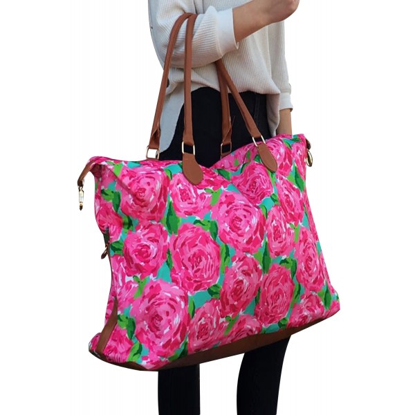 Red Floral Print Weekender Bag