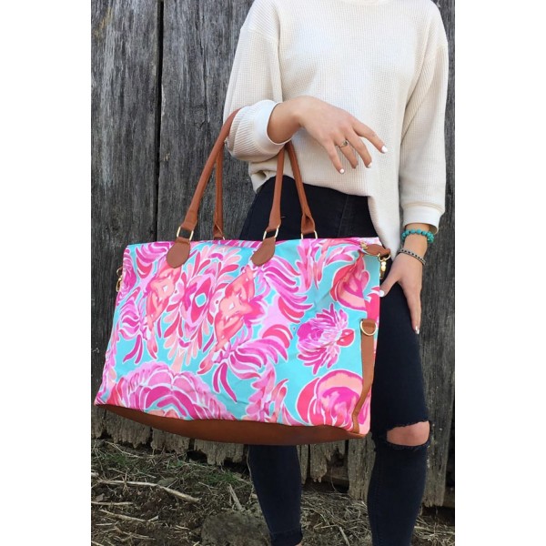 Rose Floral Print Weekender Bag
