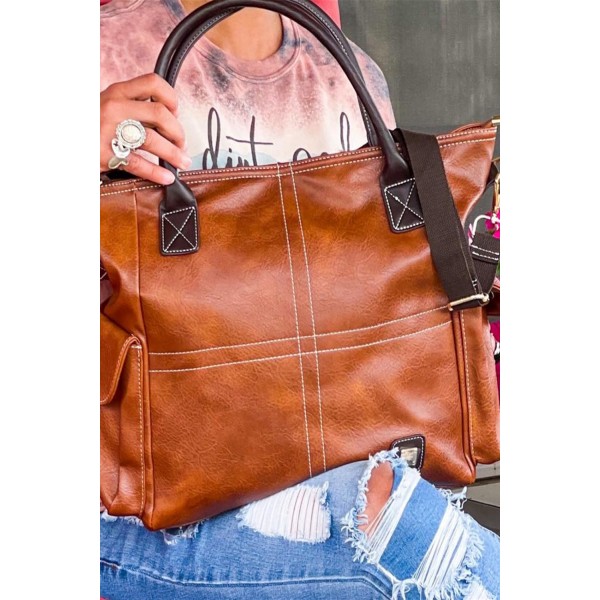 Vintage Large Capacity Faux Leather Tote Bag