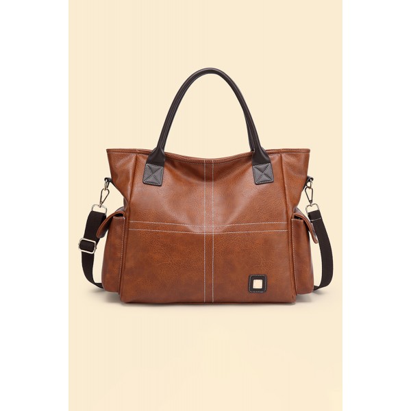 Vintage Large Capacity Faux Leather Tote Bag