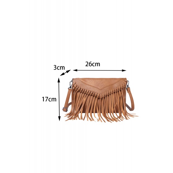 Brown Tassel Envelope Crossbody Bag