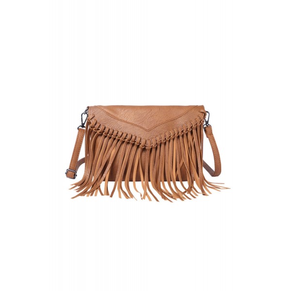 Brown Tassel Envelope Crossbody Bag