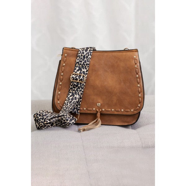 Leopard Strap Tassel PU Leather Crossbody Bag