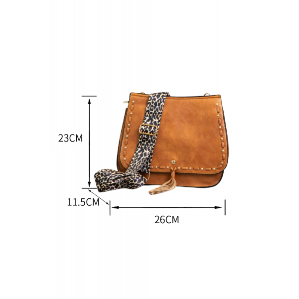 Leopard Strap Tassel PU Leather Crossbody Bag