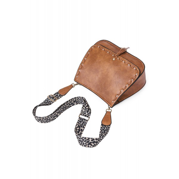 Leopard Strap Tassel PU Leather Crossbody Bag