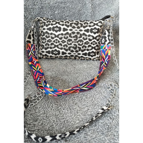 Leopard Print Chain Strap Crossbody Bag