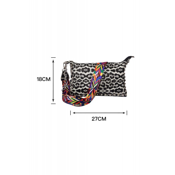 Leopard Print Chain Strap Crossbody Bag