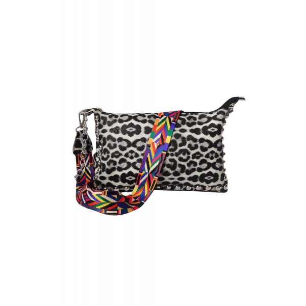 Leopard Print Chain Strap Crossbody Bag