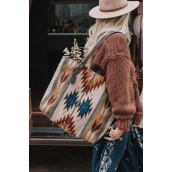 Western Aztec Print Retro Tote Bag