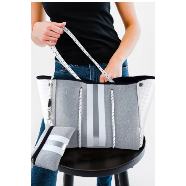 Gray Patch Tote Bag with Matching Purse