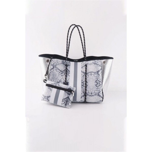 Snakeskin Patch Tote Bag with Matching Purse