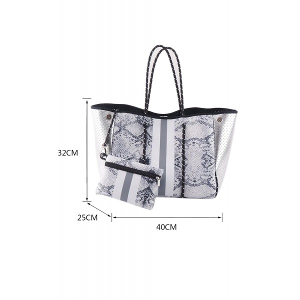 Snakeskin Patch Tote Bag with Matching Purse