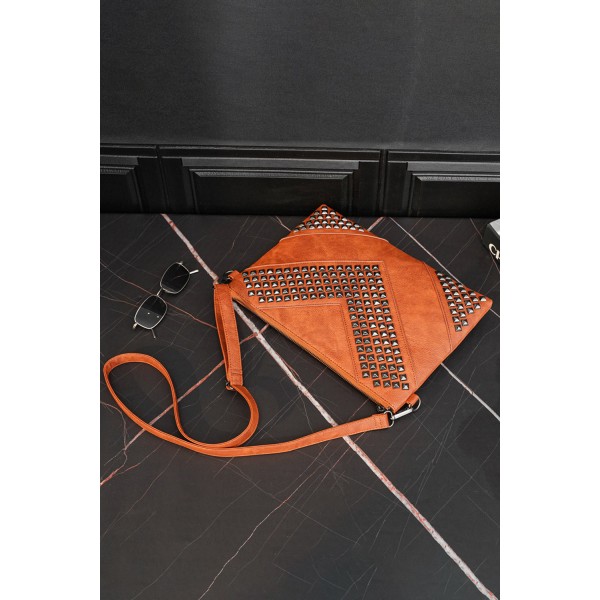 Retro Rivet Faux Leather Clutch
