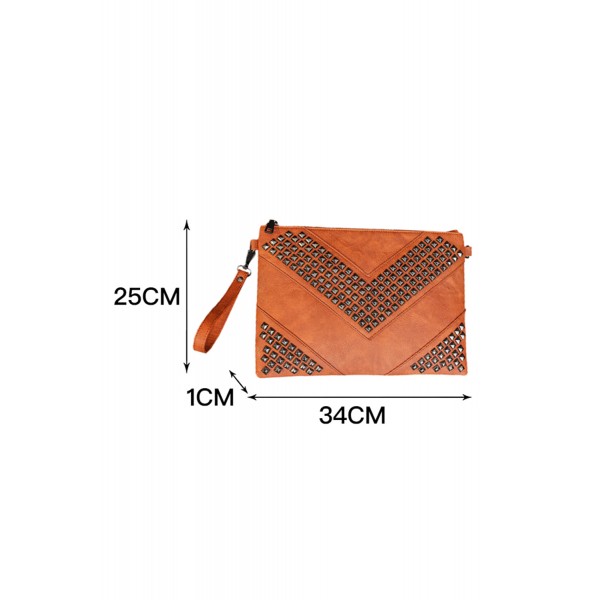 Retro Rivet Faux Leather Clutch