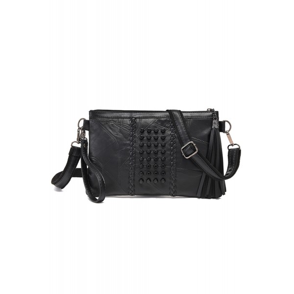 Black Tassel Studded Envelop Handbag