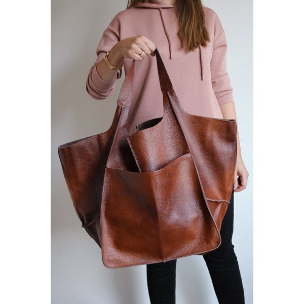 Vintage PU Leather Patchwork Large Capacity Tote Bag