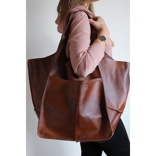 Vintage PU Leather Patchwork Large Capacity Tote Bag
