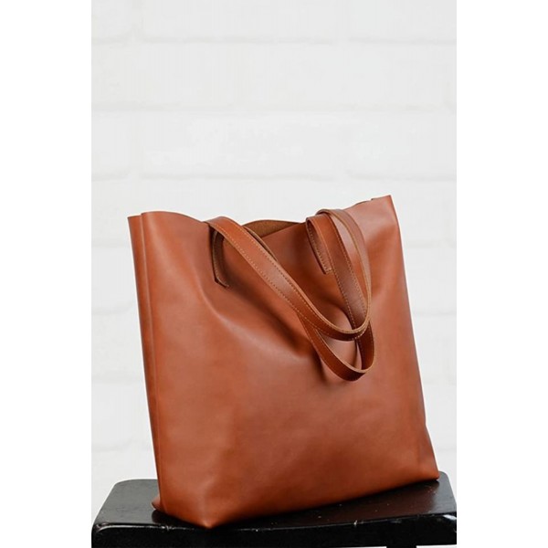 Brown PU Leather One-shoulder Handbag