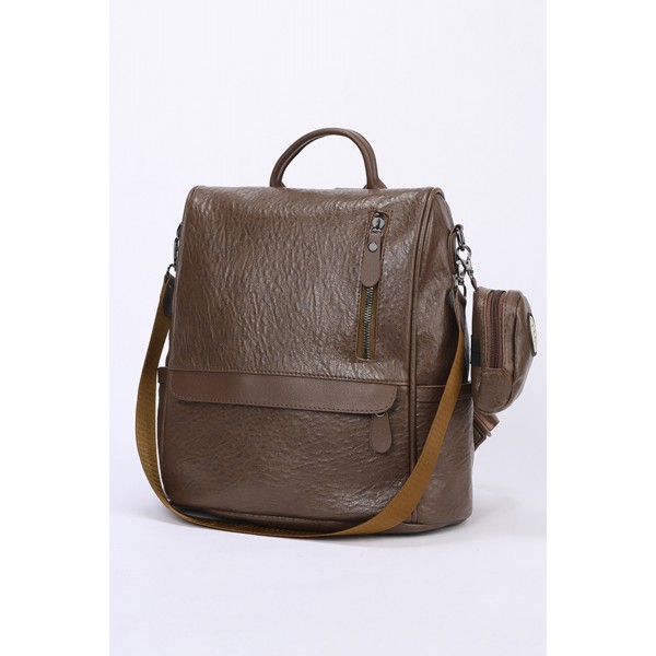 Brow Vegan Leather Casual Travel Backpack