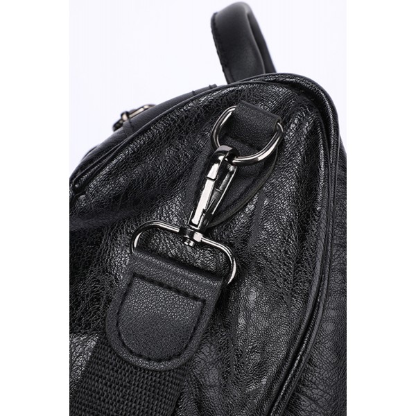 Black Vegan Leather Casual Travel Backpack
