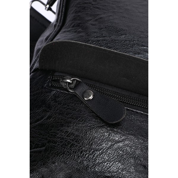 Black Vegan Leather Casual Travel Backpack