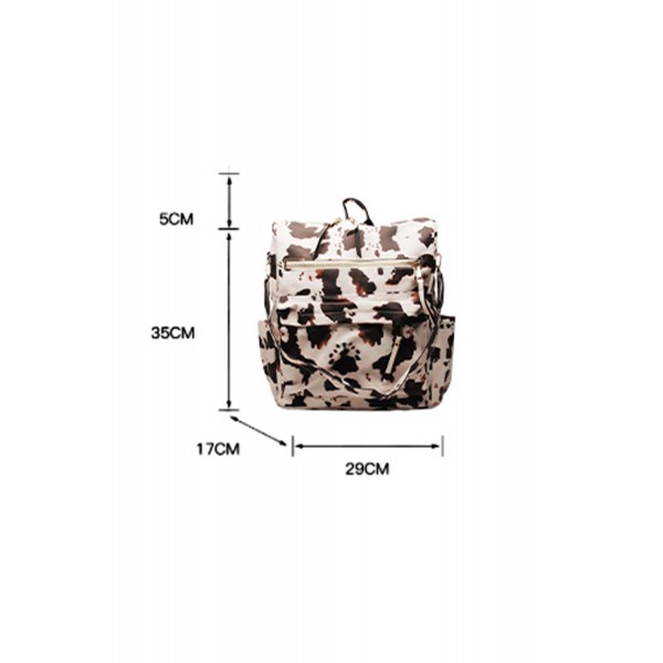 Cow Print Color Strap Casual Backpack