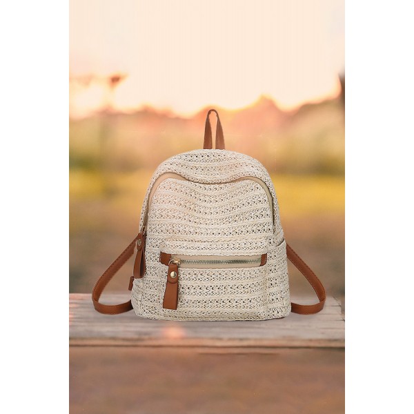 Woven Zipper Closure Versatile Backpack