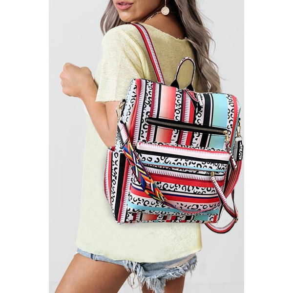 Leopard Stripes PU Backpack