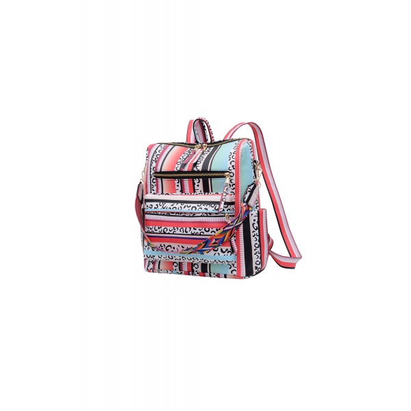 Leopard Stripes PU Backpack