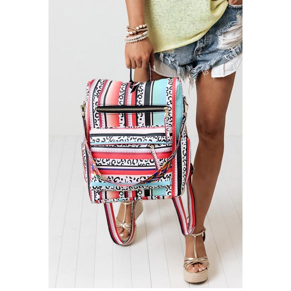 Leopard Stripes PU Backpack