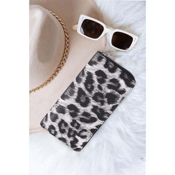 Gray Leopard Print Clutch