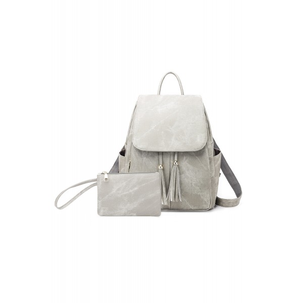 Gray Tassel Convertible Backpack with Matching Clutch