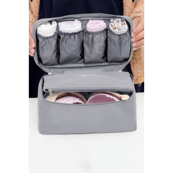Gray Travel Portable Bra Underwear Storage Bag